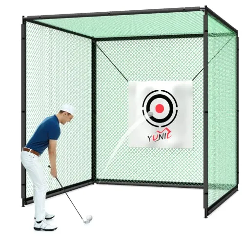 Top Golf Cage (10ft x 10ft x 10ft) Bundle - Includes 3x5 Golf Mat & Golf Accessories