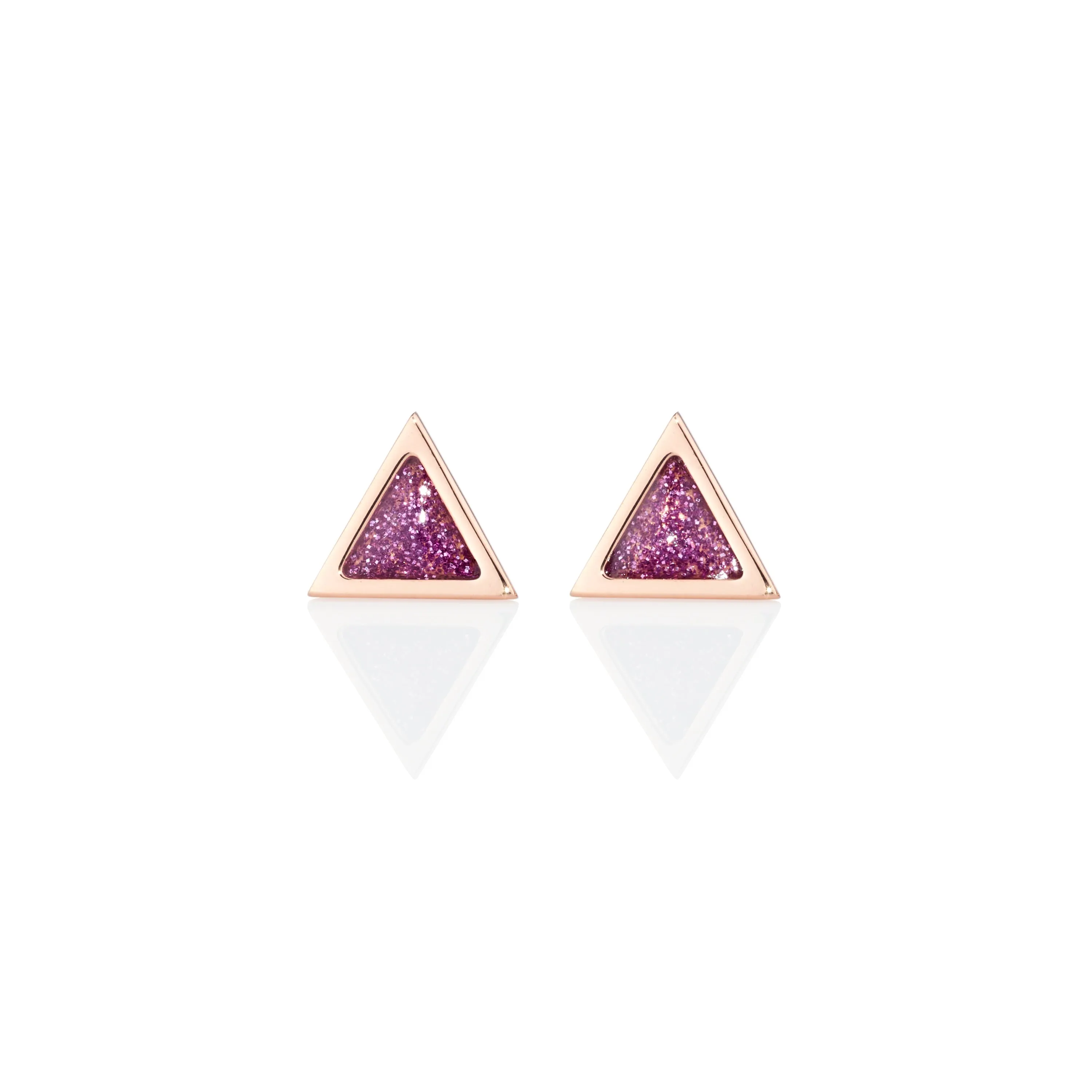 Triangle sticker studs rose gold with enamel