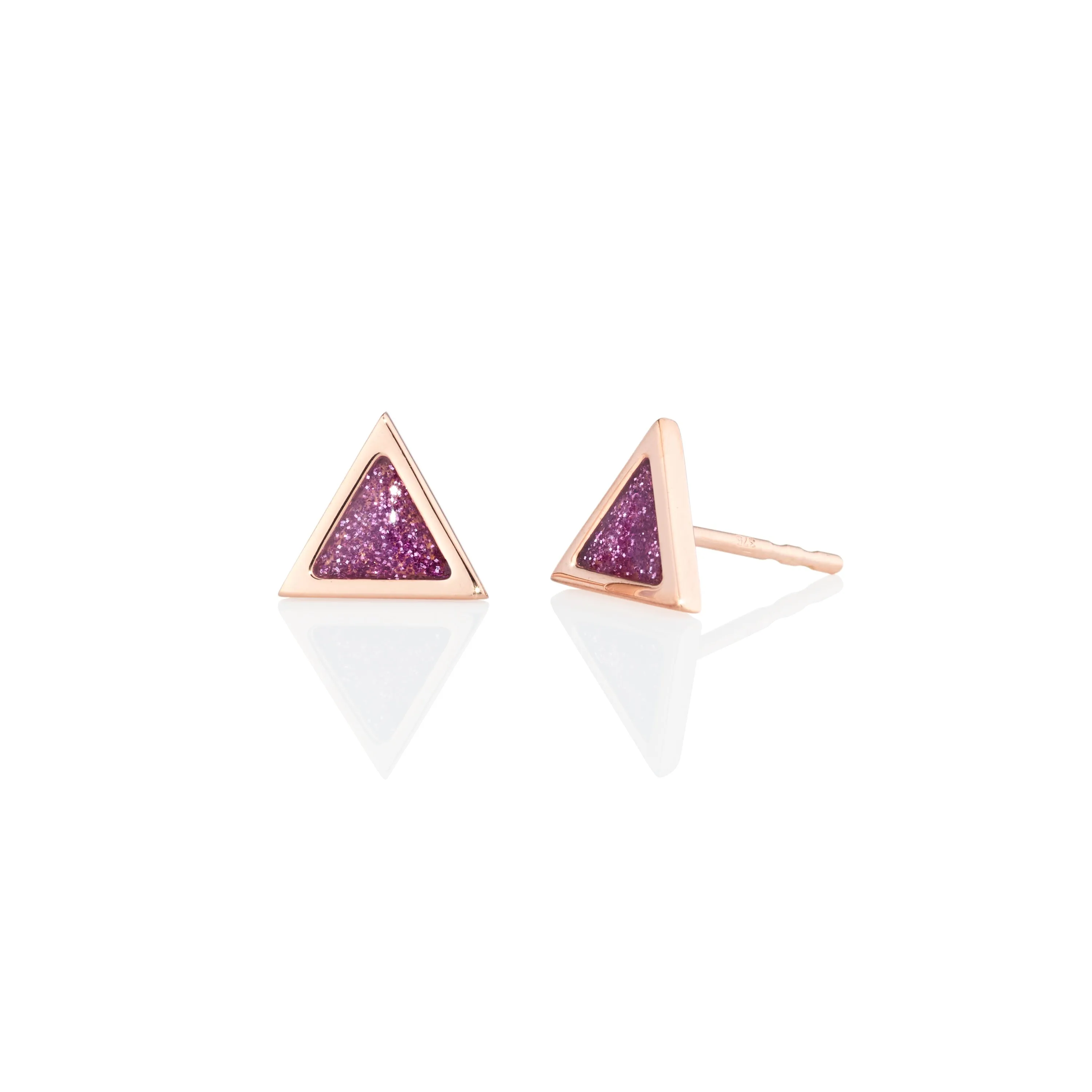 Triangle sticker studs rose gold with enamel