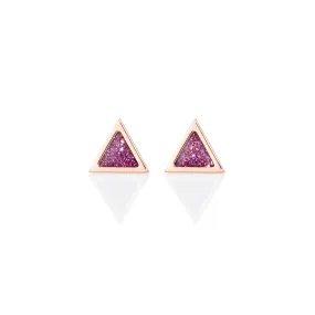 Triangle sticker studs rose gold with enamel