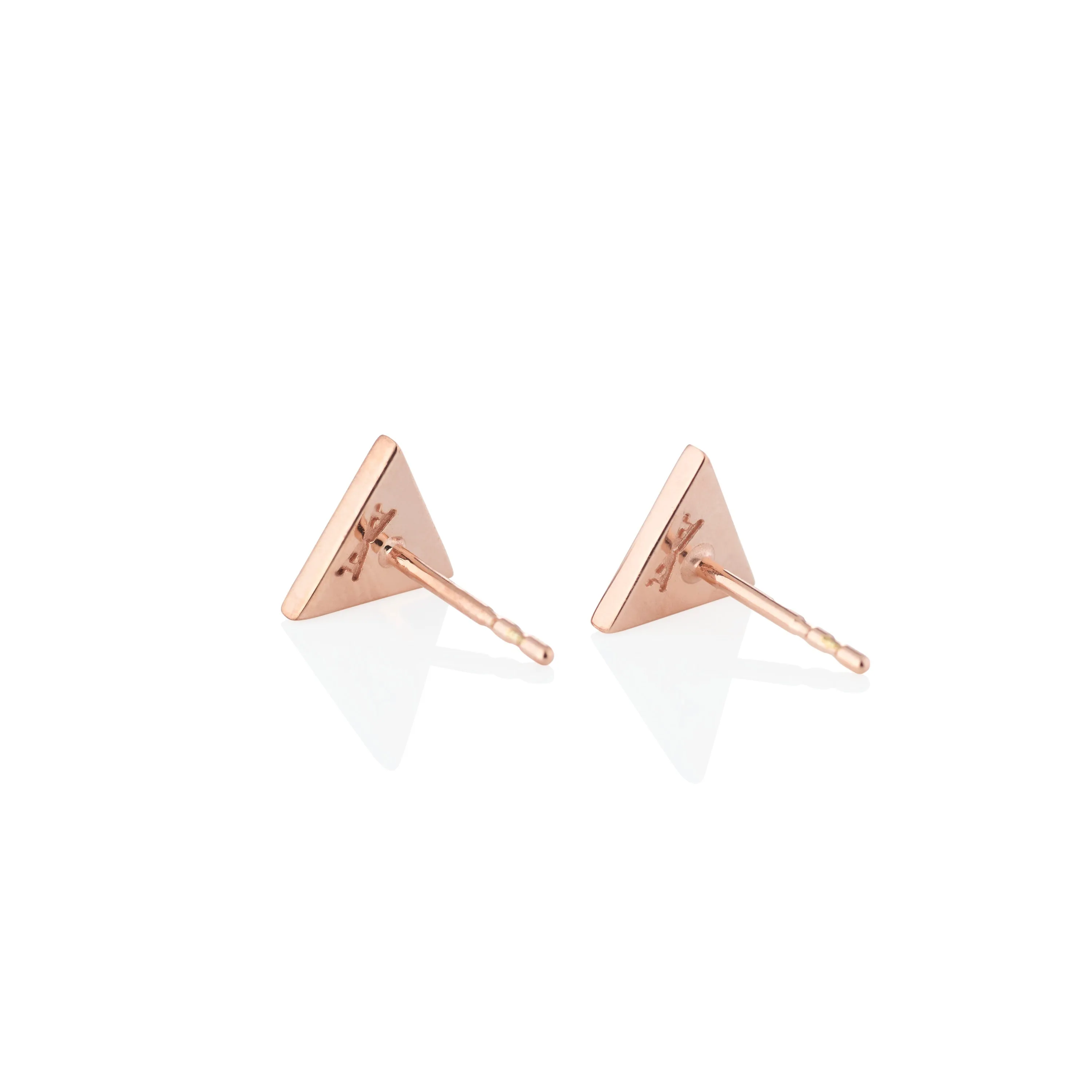 Triangle sticker studs rose gold with enamel