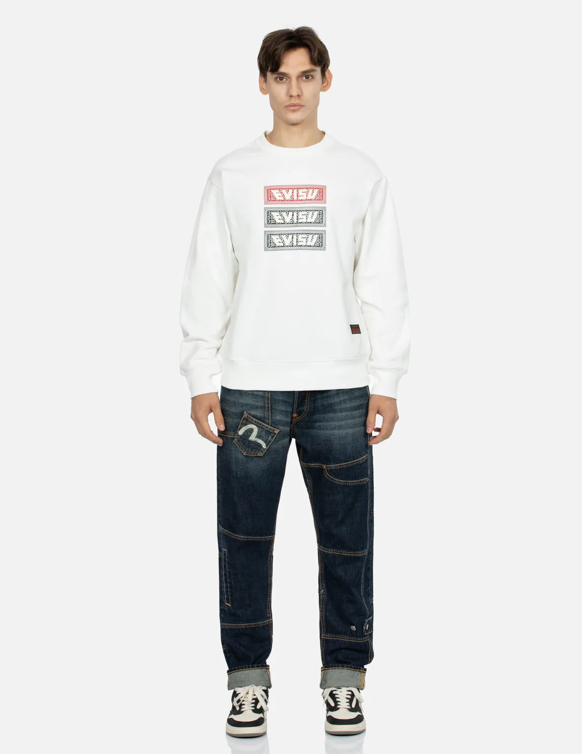 Triple Box Logo Print Relax Fit Sweatshirt