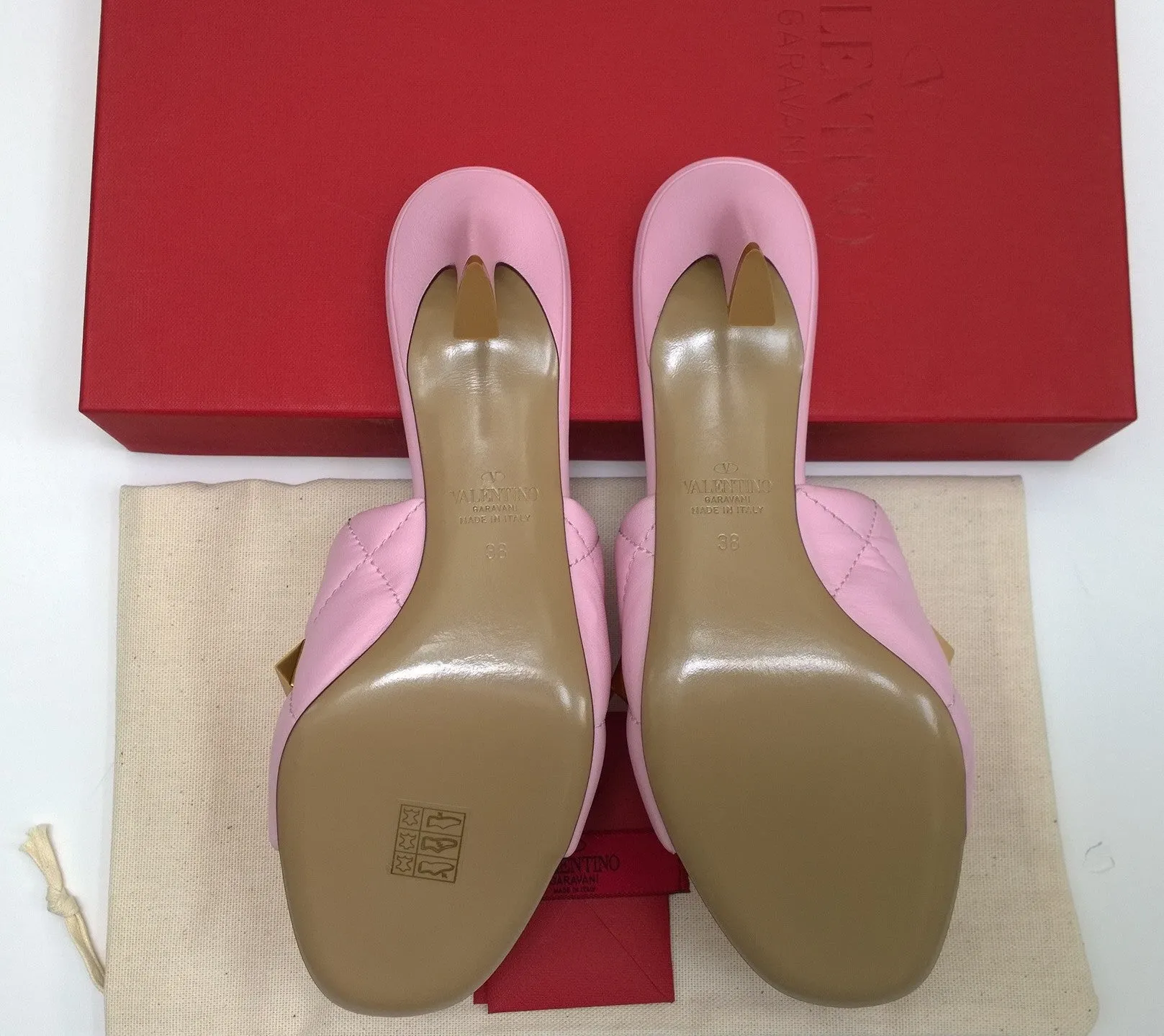 Valentino Garavani Roman Stud Mule 65 Rosa Pink Leather Sandals Heels