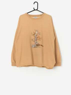 Vintage woodland sweatshirt in mustard yellow – Large / XL