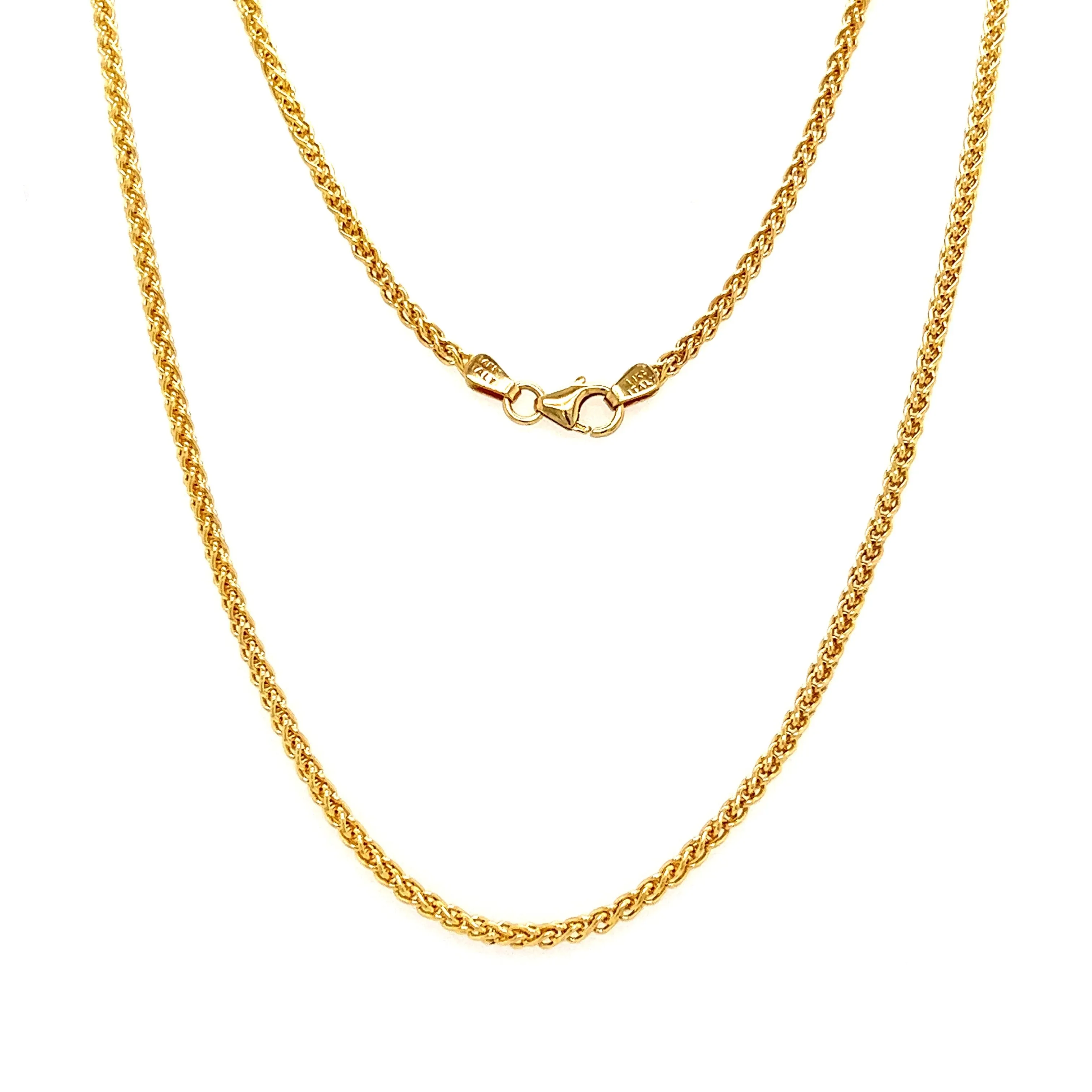 Wheat Chain 2.1mm with 18in Length in 14K Yellow Gold