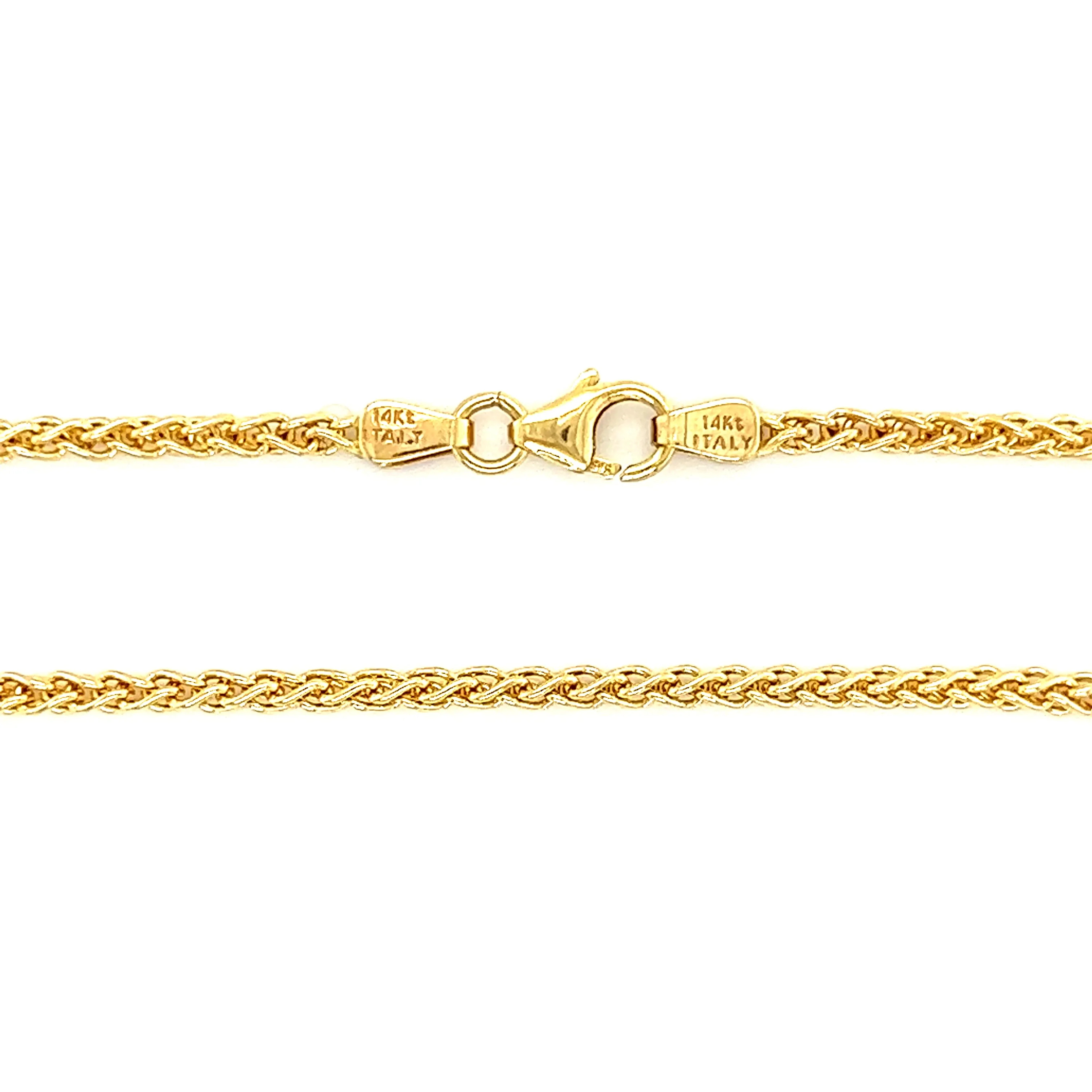 Wheat Chain 2.1mm with 18in Length in 14K Yellow Gold