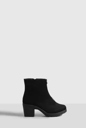 Wide Width Zip Front Ankle Boots