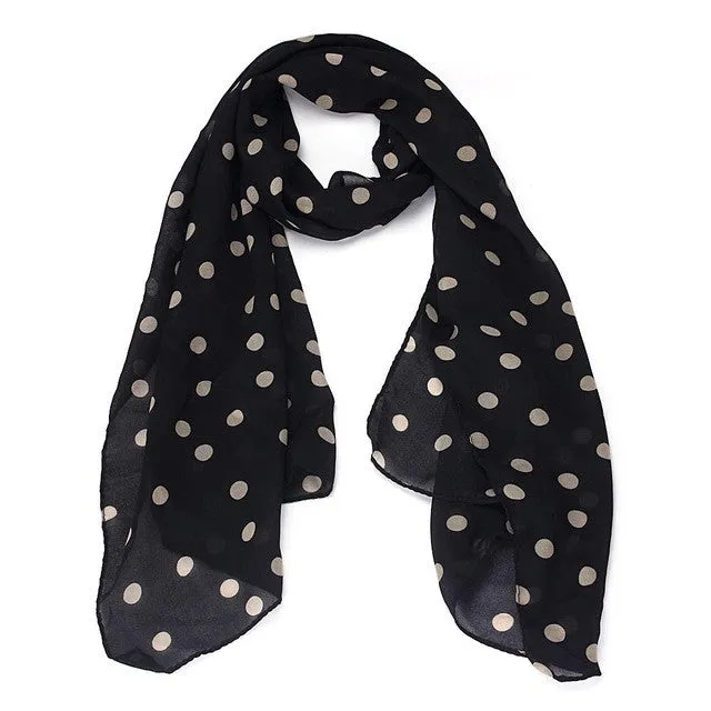 women scarf Long Wrap Shawl Polka Dot Chiffon Scarf Scarves Stole for  GS