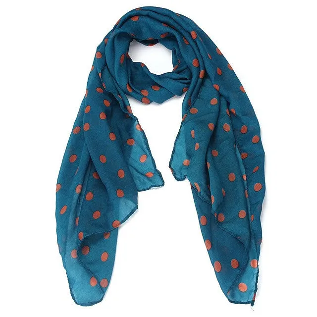 women scarf Long Wrap Shawl Polka Dot Chiffon Scarf Scarves Stole for  GS