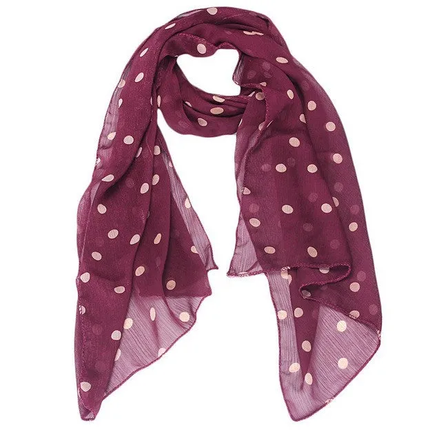 women scarf Long Wrap Shawl Polka Dot Chiffon Scarf Scarves Stole for  GS