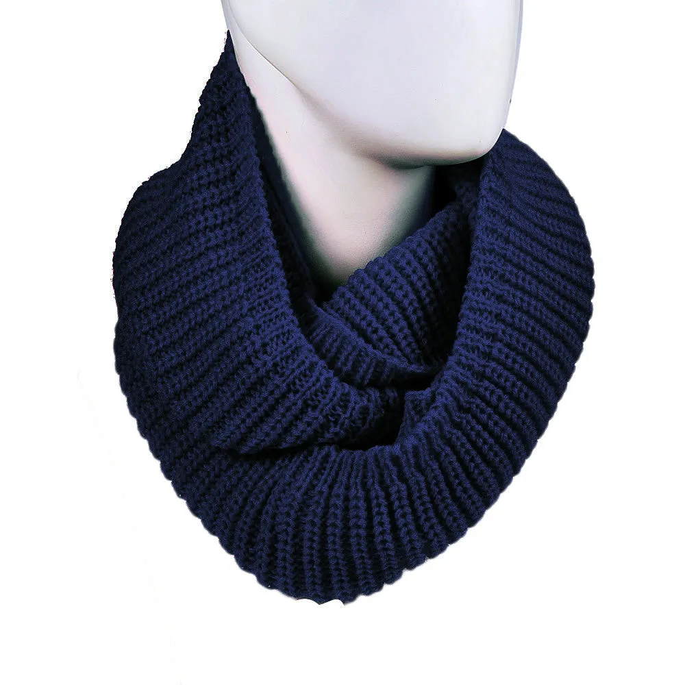 Women's Warm Infinity 2 Circle Cable Knit Cowl Neck Long Scarf Shawl