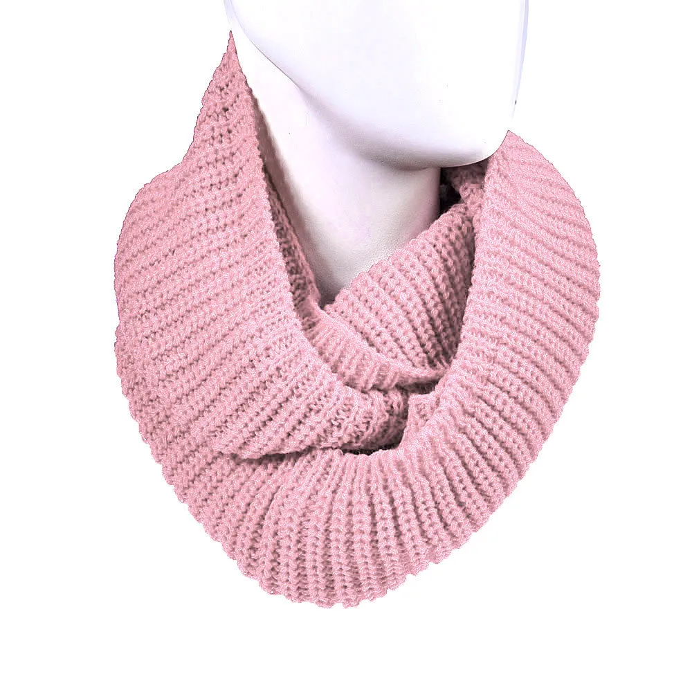 Women's Warm Infinity 2 Circle Cable Knit Cowl Neck Long Scarf Shawl