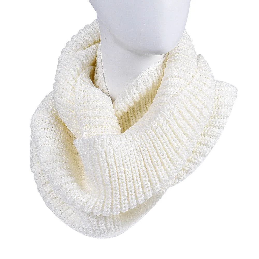 Women's Warm Infinity 2 Circle Cable Knit Cowl Neck Long Scarf Shawl