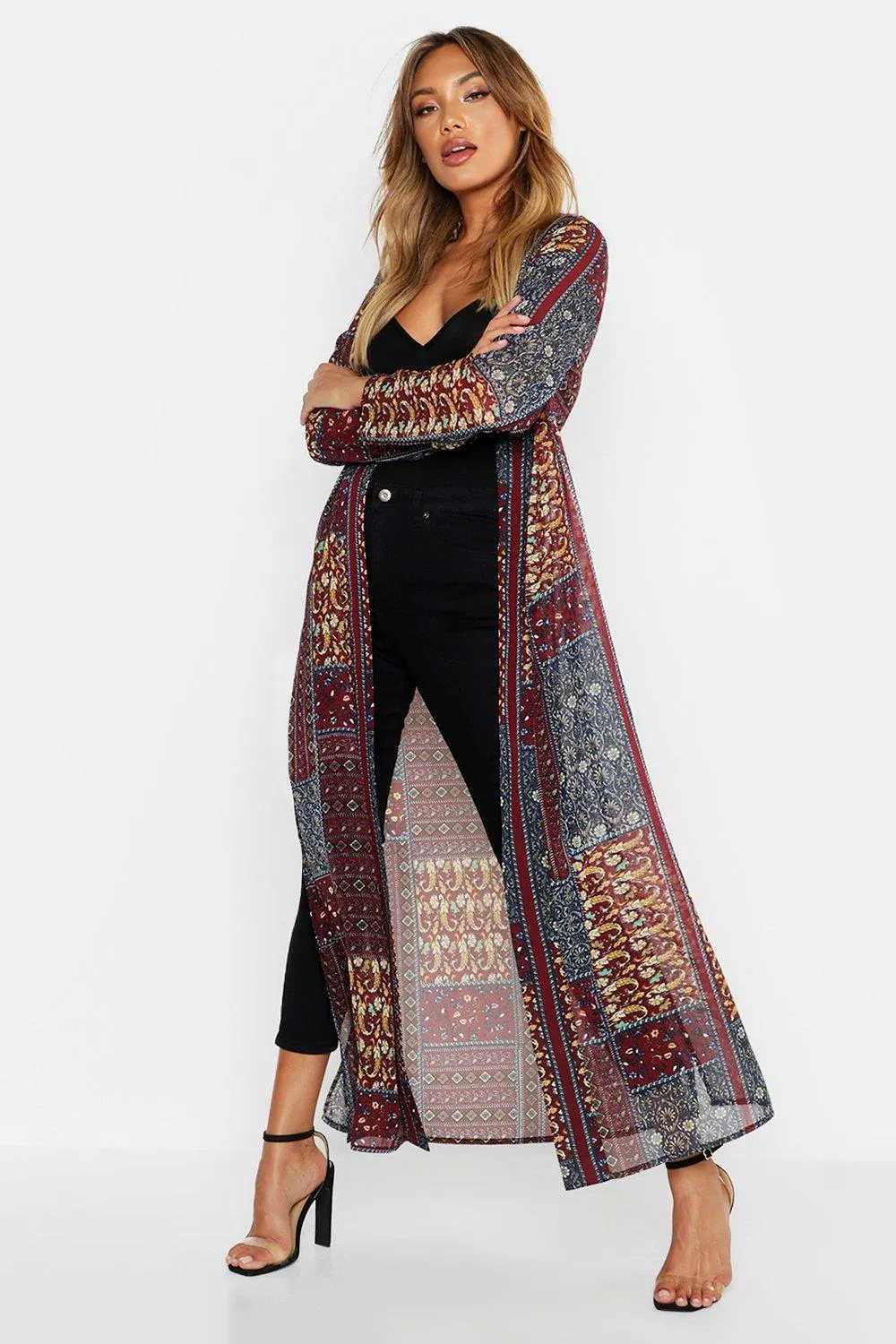 Woven Paisley Longline Kimono